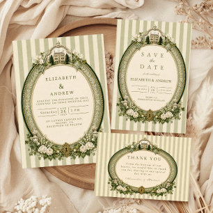 Cartons Réponse Mariage Élégant Rustique Vert Sauge