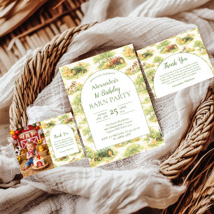 Pastel Boerderij Tractor Barnyard 1e Verjaardag Kaart