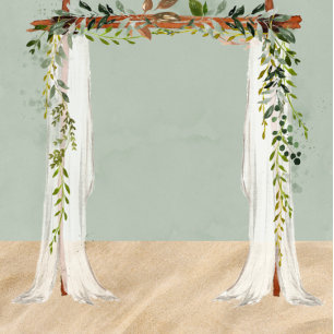 Invitation Plage Sable blanc Canopée Tropical Unique Mariage