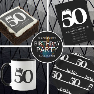 Serviette En Papier Black White Bold moderne Hello 50 Anniversaire