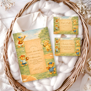 Vintage Teddybeer Sportieve Baby Shower Servet