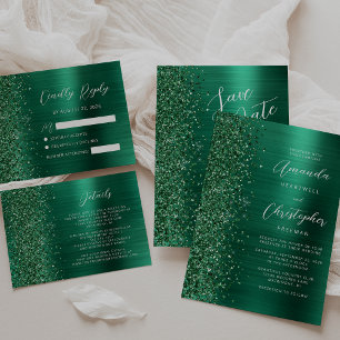 Carte de sauvegarde de date de mariage vert émerau