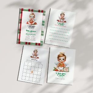Een klein stukje van de hemel Pizza-Theme Baby sho Acryl Uitnodigingen