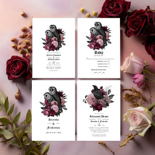 Invitation Dîner de répétition gothique Glam Burgundy Raven