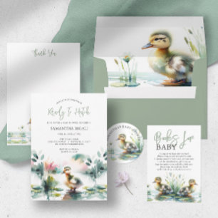 Invitation Baby shower de canard à aquarelle neutre pour le g