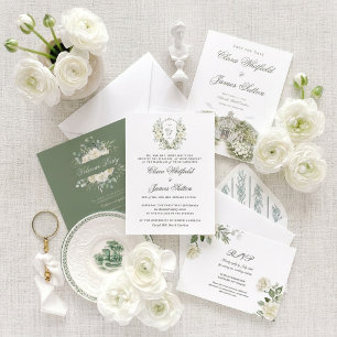 Save The Date Mariage de vigne à l'aquarelle Rose Blanche