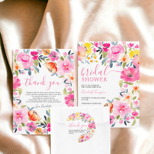 Sticker Rond Aquarelle florale bohème merci