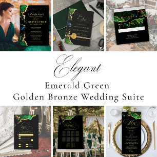 Beautiful Bronze Green Gold Wedding RSVP Card