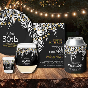 Papier Budget Black and Gold 50th Birthday Invitations