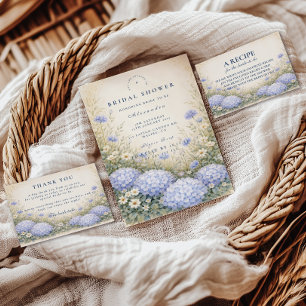 Carte De Remerciements Fête de mariage avec une élégante Hydrangea bleue