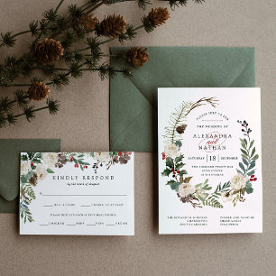 Invitation Noël botanique   Mariage de vacances