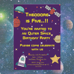 Invitation Partie d'anniversaire de l'espace extra-atmosphéri