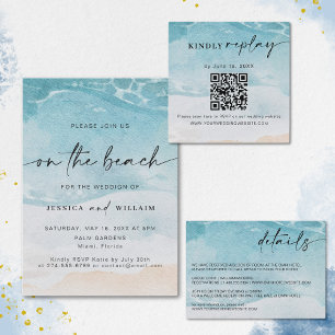 Invitation Watercolor Beach Sur La Plage Mariage