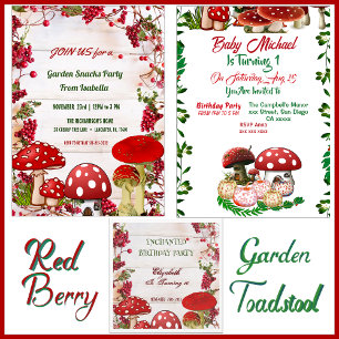 T-shirt Jardin Rouge Berry Toadstool Verdure Magie Champig