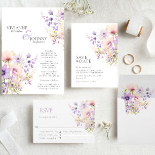 Invitation Code QR du Mariage de lavande de jardin Fleurs sau