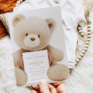 Invitation Baby shower neutre de l'ours en peluche