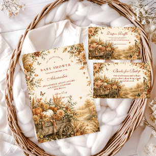 Rustieke Boho Pompoen Baby Shower Kaart