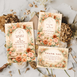 Cartons Réponse Mariage à l'arche florale rose