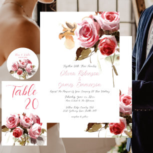 Invitation Mariage rose doux Rose antique