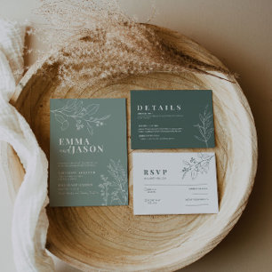 Le Faire-part de mariage vert de Sage Floral