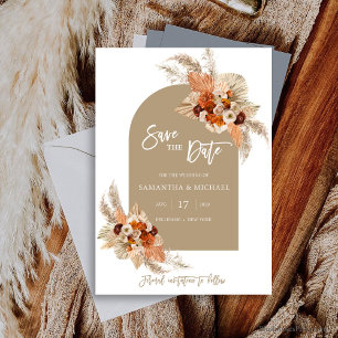 Invitation Pampas herbe brûlé orange terre cuite arche floral