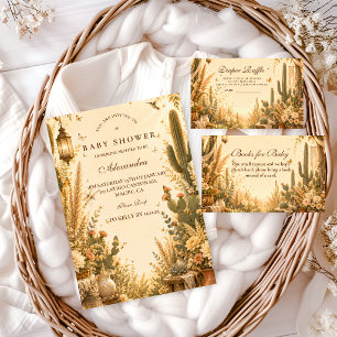 Invitation Baby Shower Cactus Boho Fantaisiste