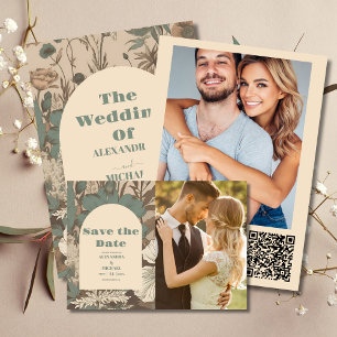 Invitation Tons de terre doux et muet Fleur sauvage Mariage
