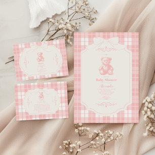 Carte D'accompagnement Pink Bow En vichy French Teddy Books for Baby