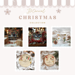 Invitation Noeud rustique et Poinsettias Noël