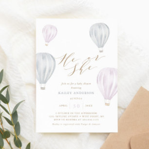 Invitation Baby shower à ballon gonflable selon le sexe