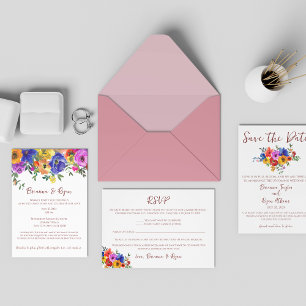 Aquarelle Floral Summer Wedding Carte RSVP