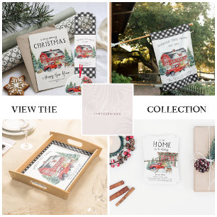 Carte Décorative Rustic Winter Grange Vintage Red Farmhouse Truck
