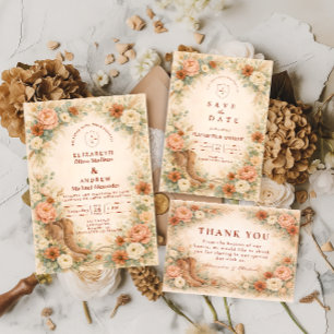 Cartons Réponse Mariage Floral Occidental Rustique