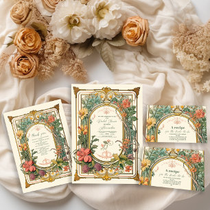 Étiquette Vintage Fête des mariées Art Nouveau Floral