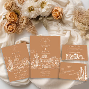 Invitations En Acrylique Rustic Cactus Mariage paysage du désert