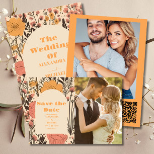 Invitation Tout En Un Mariage Fleur sauvage rose jaune orange