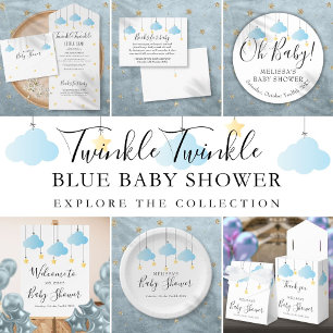 Invitation Twinkle Sprinkle Little Star Blue Boy Baby shower