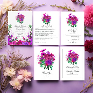 Save The Date Fuchsia vintage et Mariage floral pourpre