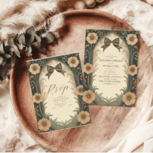 Cartons Réponse Vintage Coquette Bow Floral Art Nouveau Mariage