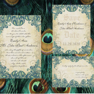 Paisley Peacock Colors Faire-part de mariage