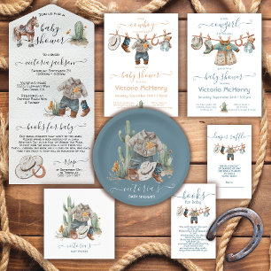 Serviette En Papier Baby shower d'aquarelle Little Cowboy Western