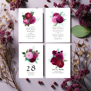 Invitation Dîner de répétition florale Viva Magenta
