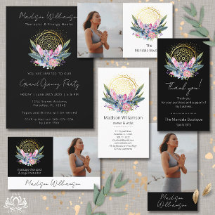 Carte De Visite Gold Mandala Crystals rose Rendez-vous spirituel