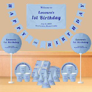 Invitation Anniversaire de enfant de textos bleu clair monoch