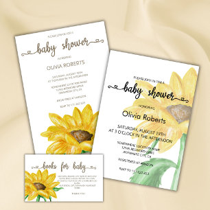 Invitation Baby shower de tournesol d'aquarelle minimaliste