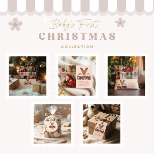 Cartes Pour Fêtes Annuelles Photo Plaid Reindeer Baby First Christmas