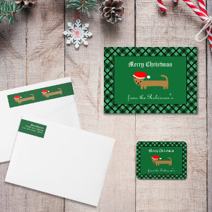 Cute dachshund Santa Hat Funny Xmas Return Address