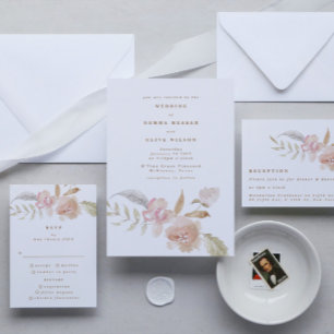 Invitation Plaine Romantique Aquarelle Florales Mariage