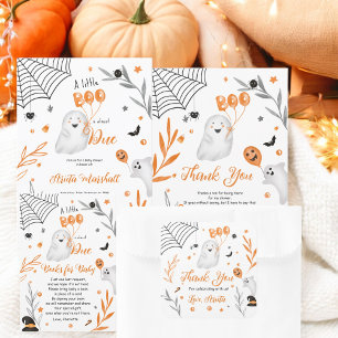 Invitation Joli petit baby shower orange Boo Halloween