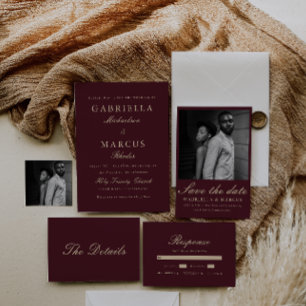 Invitation Mariage photo bleu simple et élégant